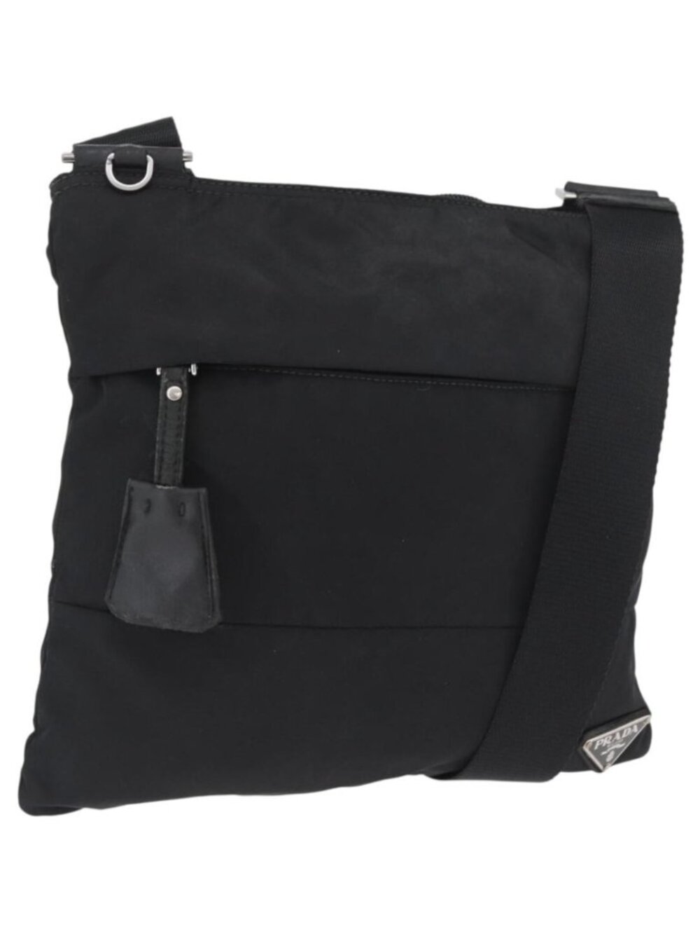 PRADA Shoulder Bag Nylon Black Silver